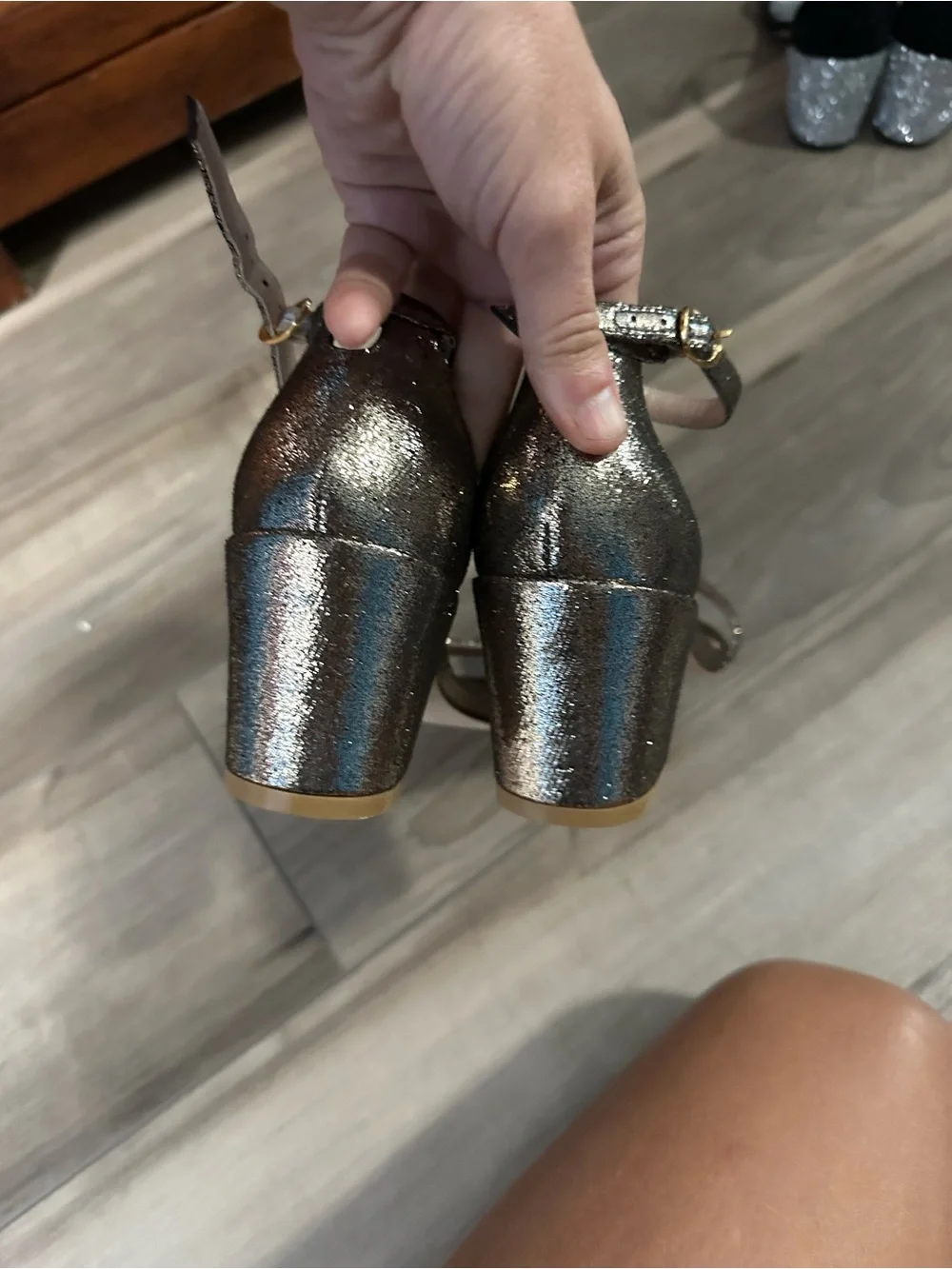Stuart Weitzman Metallic silver Ankle-Strap Block Heel Sandals